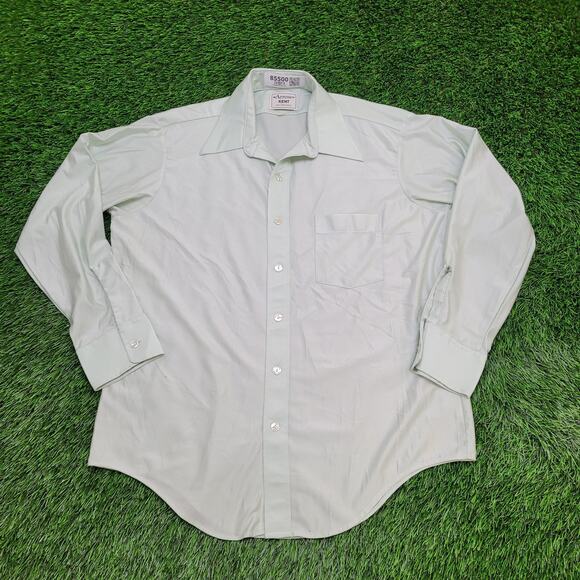 Vintage 90s Arrow Kent MOD Button Shirt XL 23x31 Mint Green - Picture 1 of 14